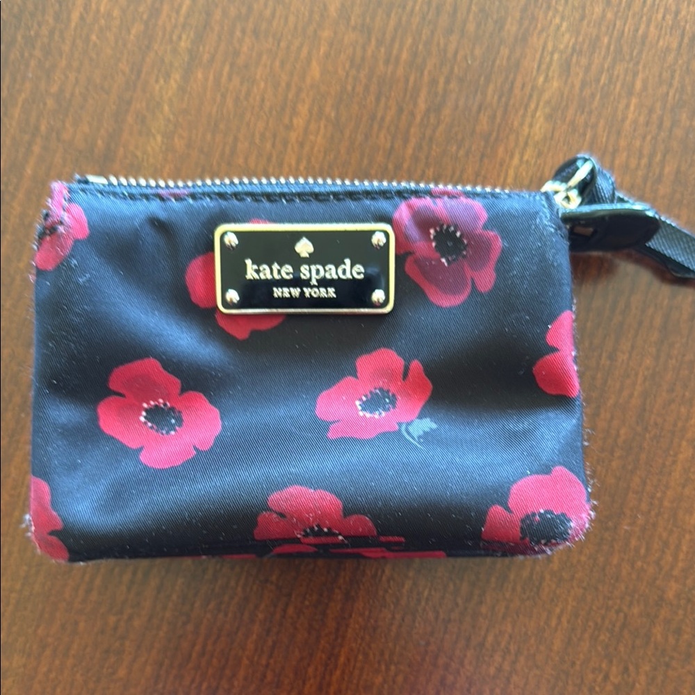 Kate Spade Black and Red Floral Coin Purse